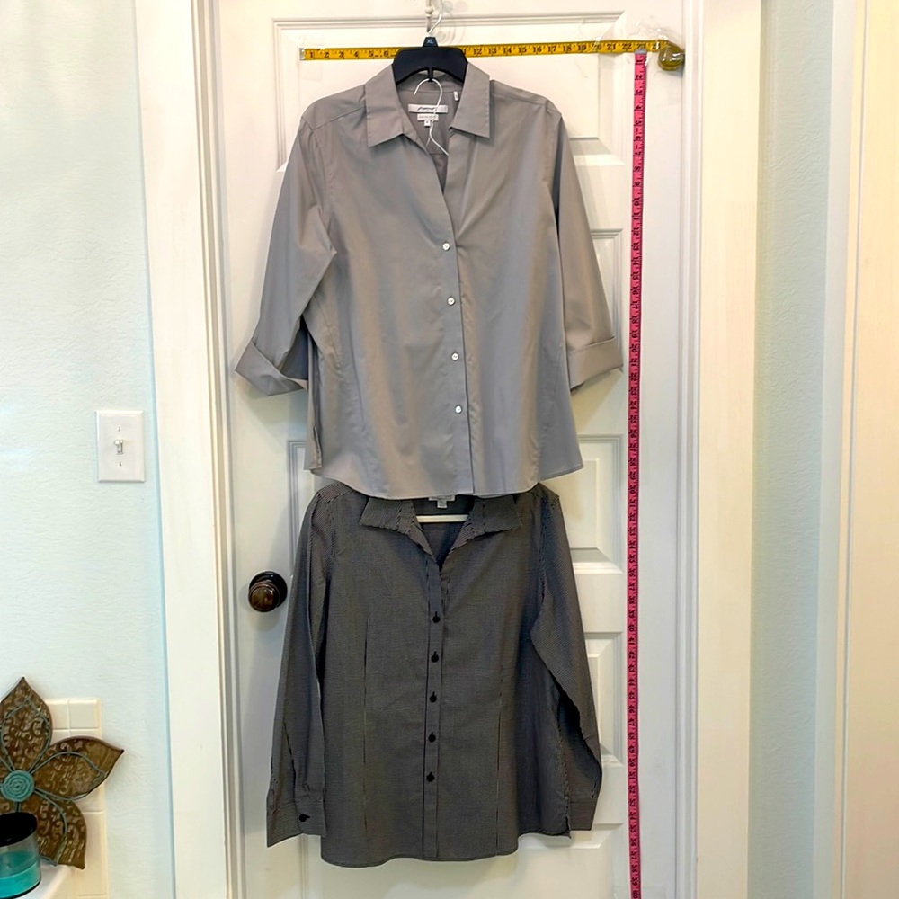 Pair of Foxcroft blouses bottom down